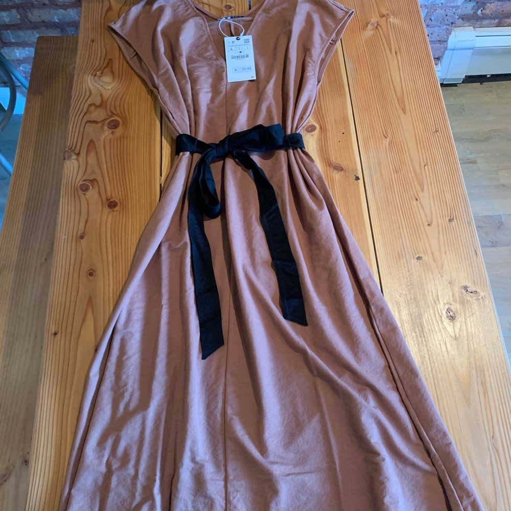 NWT BROWN MAUVE ZARA TUNIC DRESS
